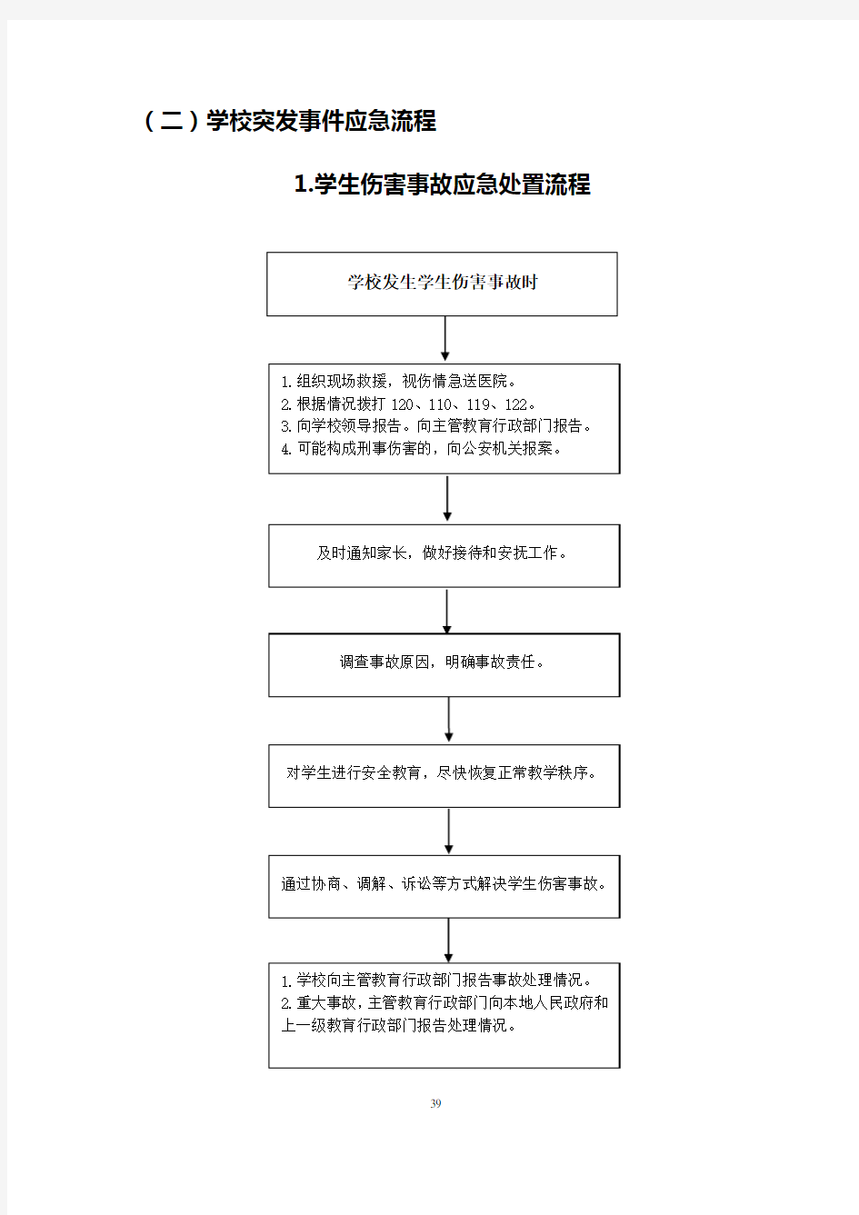 学校突发事件应急流程报告