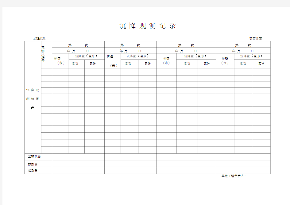 沉降观测记录表格