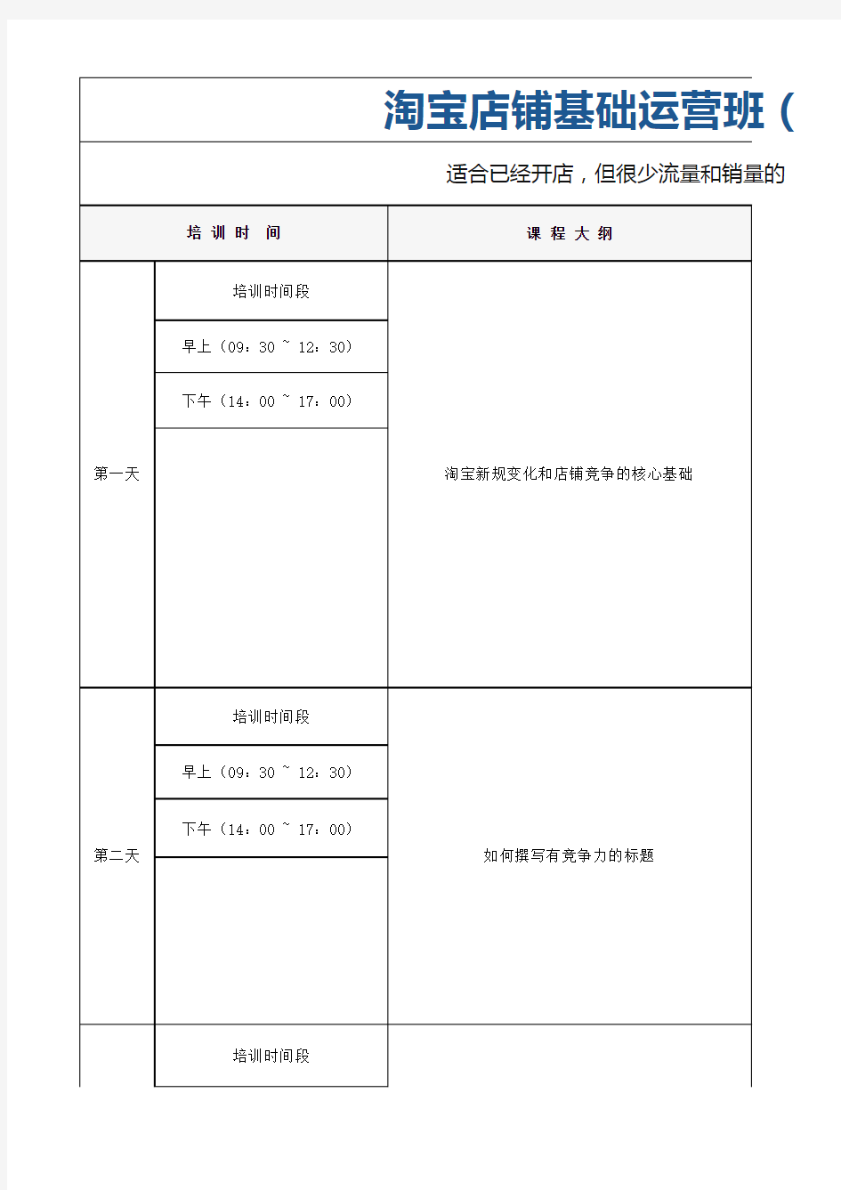 淘宝拼多多店铺基础运营班(十天)-----学完可掌握店铺基本的运营技能