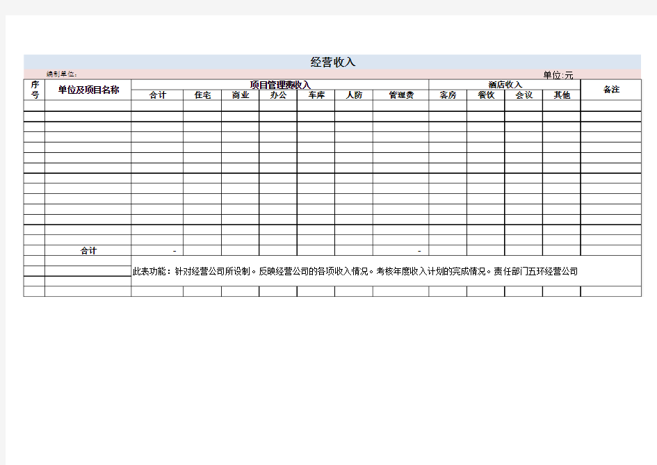 财务报表(详细版)Excel模板