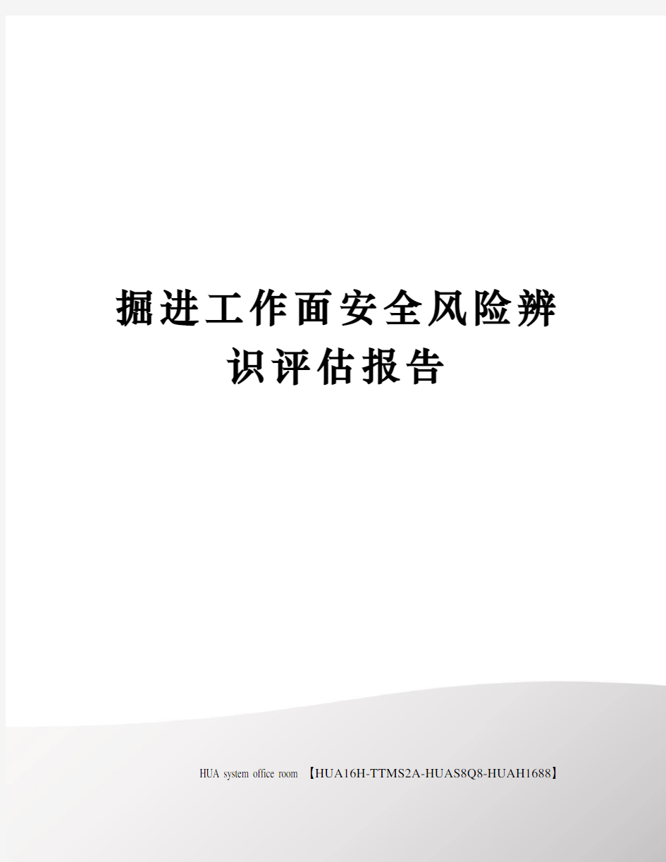 掘进工作面安全风险辨识评估报告定稿版