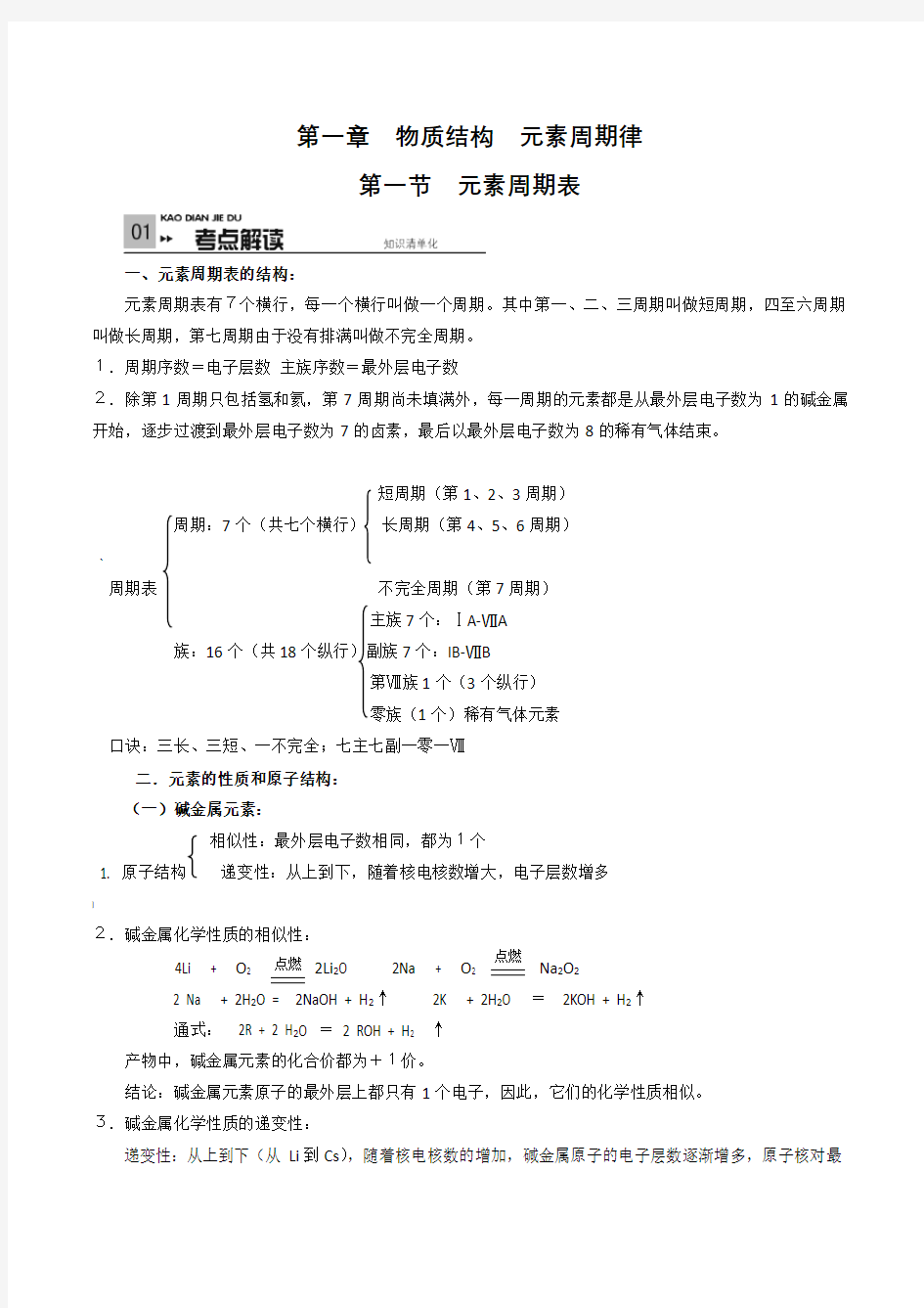 高中化学必修二元素周期表专题练习(带答案)