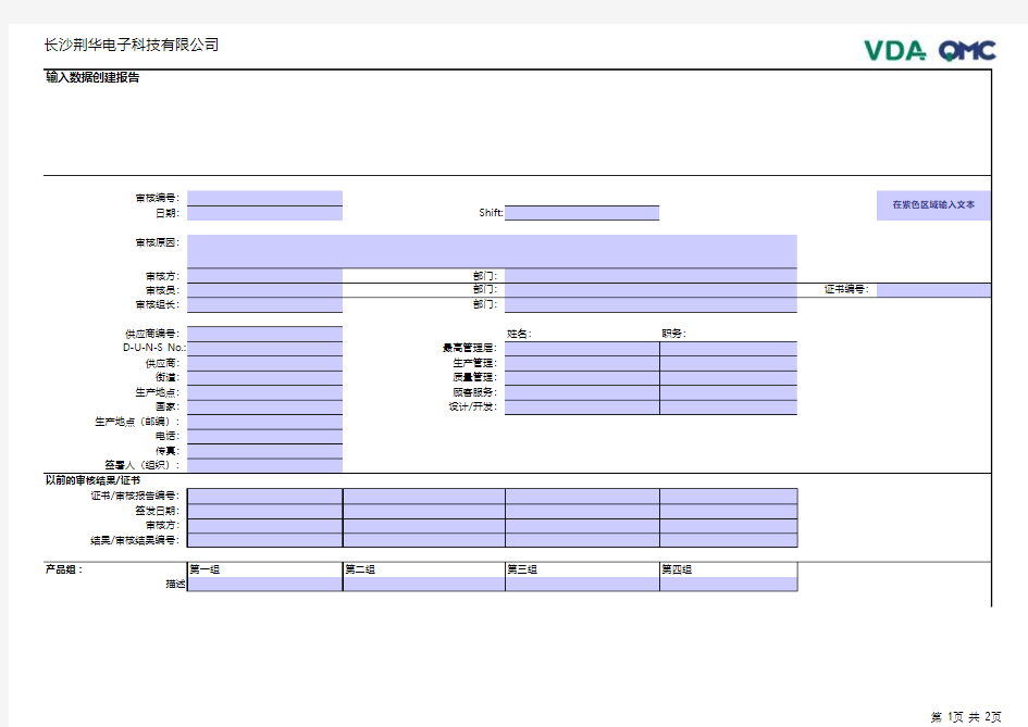 VDA6.3 2016过程审核-标准表格