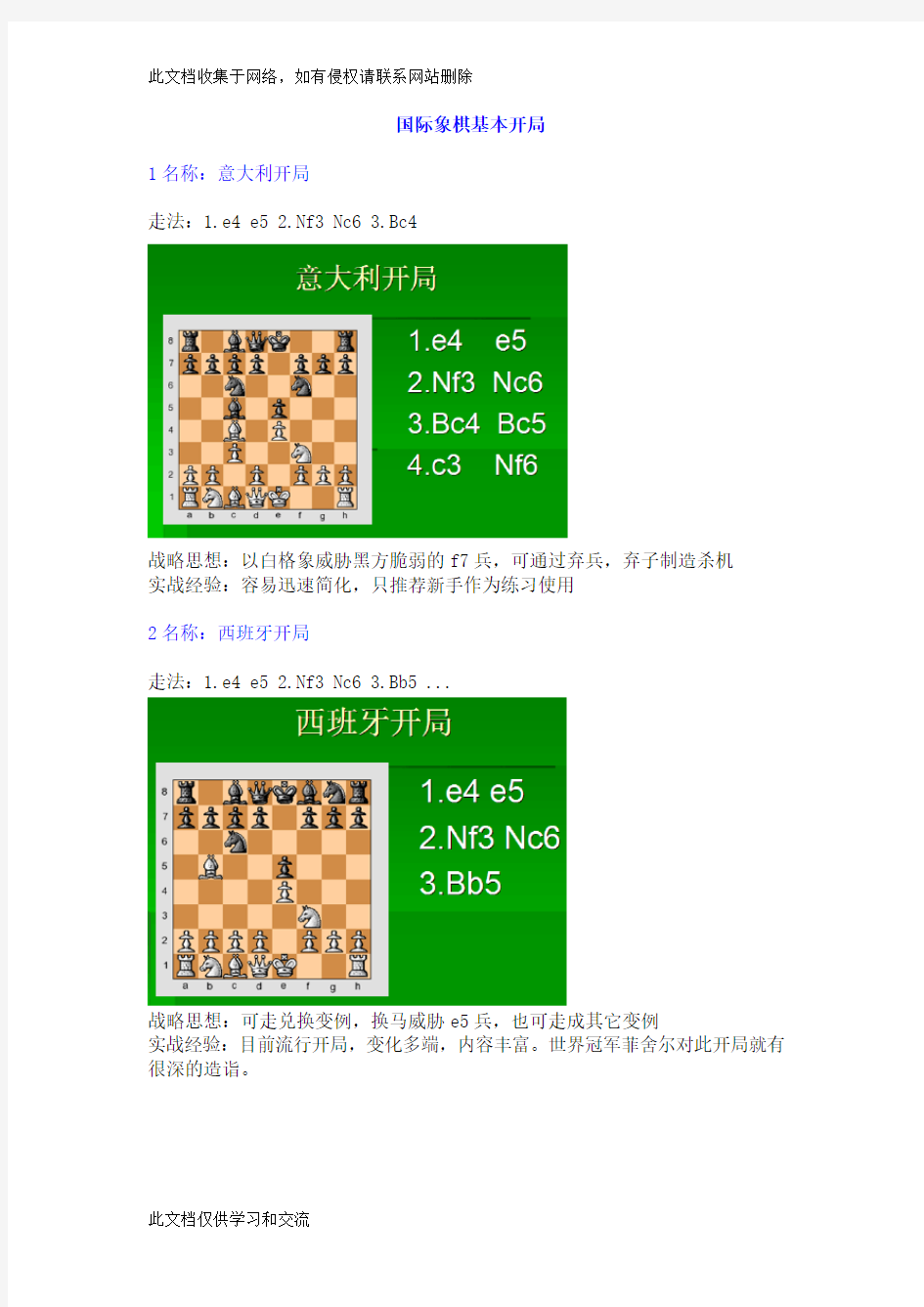 国际象棋基本开局复习进程