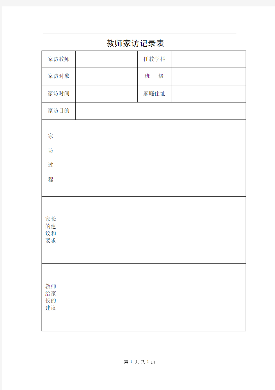 教师家访记录表