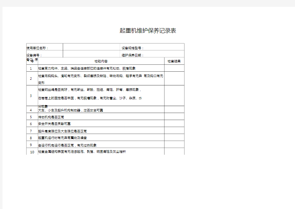 起重机维护保养记录表(1)