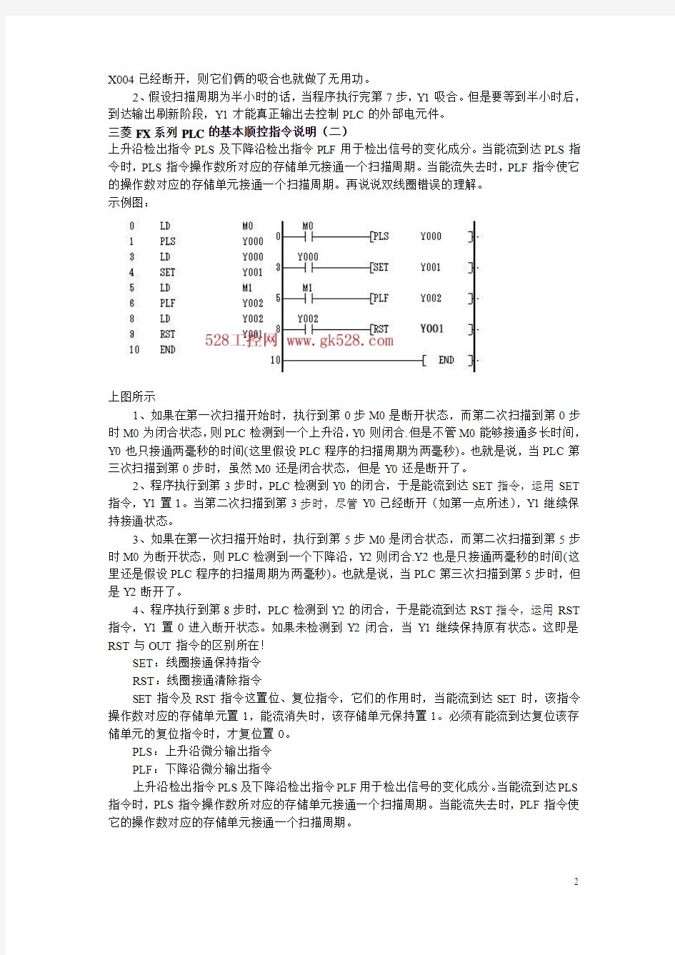 三菱FX系列PLC的基本顺控指令说明12