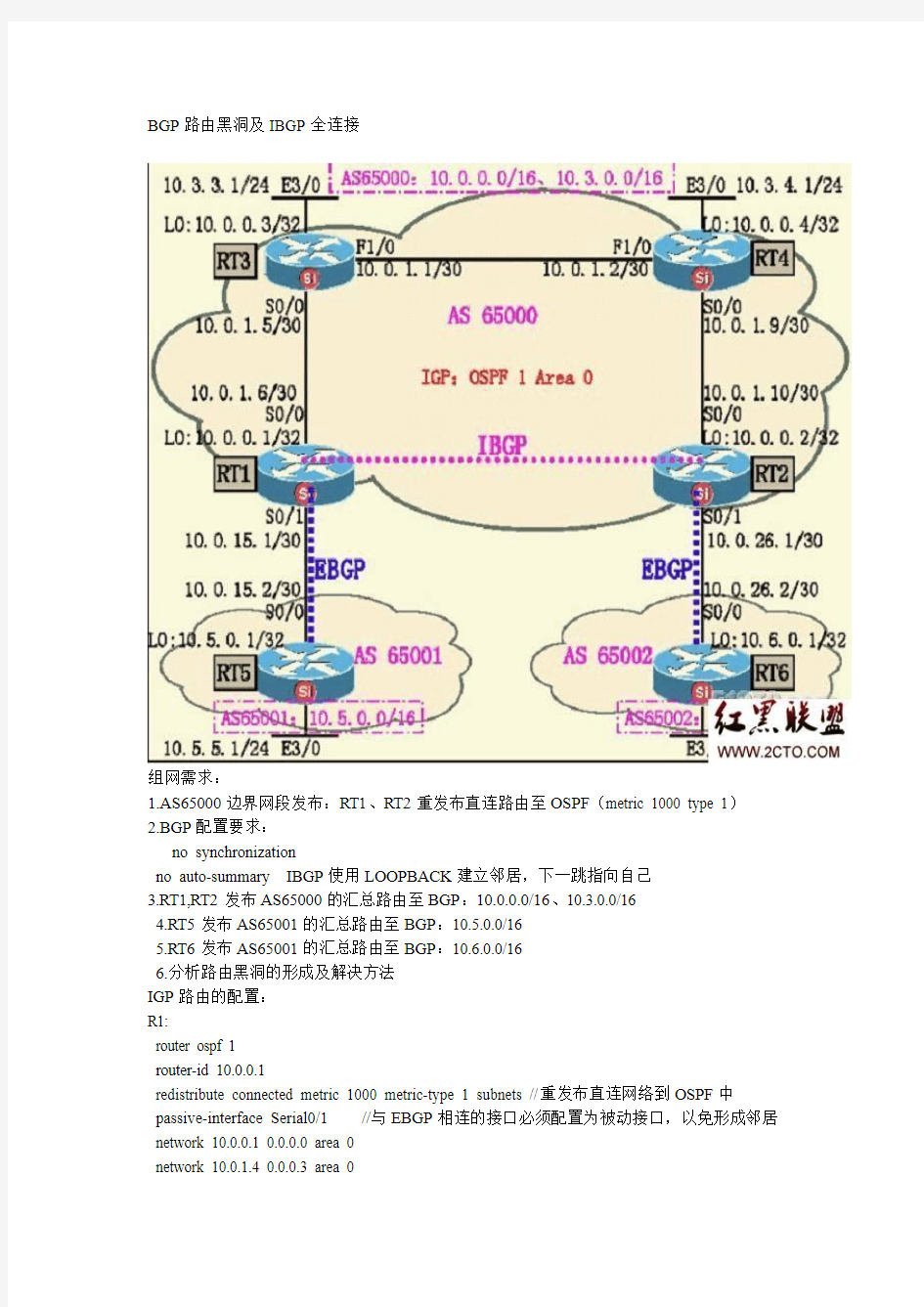 BGP路由黑洞及IBGP全连接