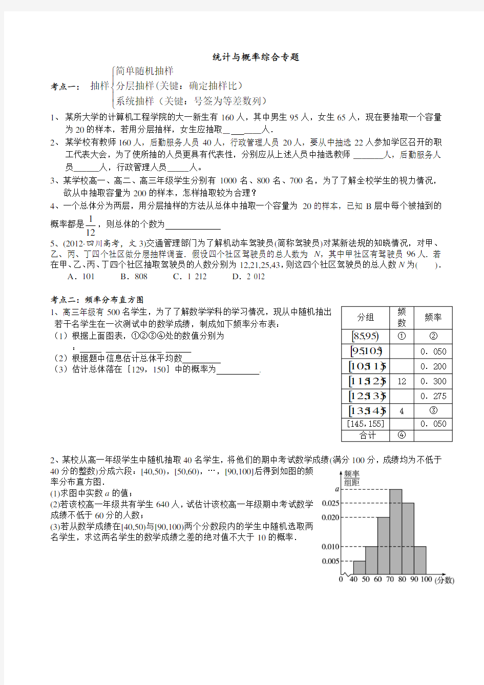 高三统计与概率专题讲解(非常好)