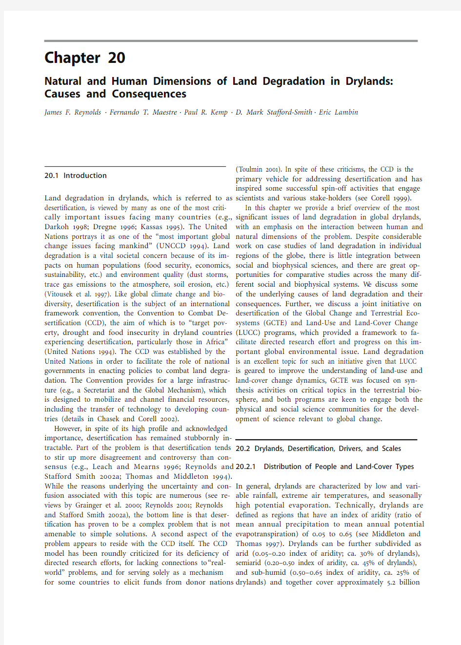 Natural and Human Dimensions of Land Degradation in Drylands Causes and Consequences 247-257