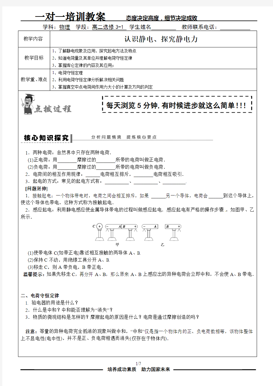 高物辅导系列(36)认识静电、探究静电力