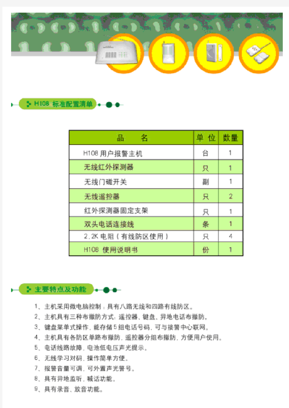 上海优周报警系统H108增强型说明书PDF