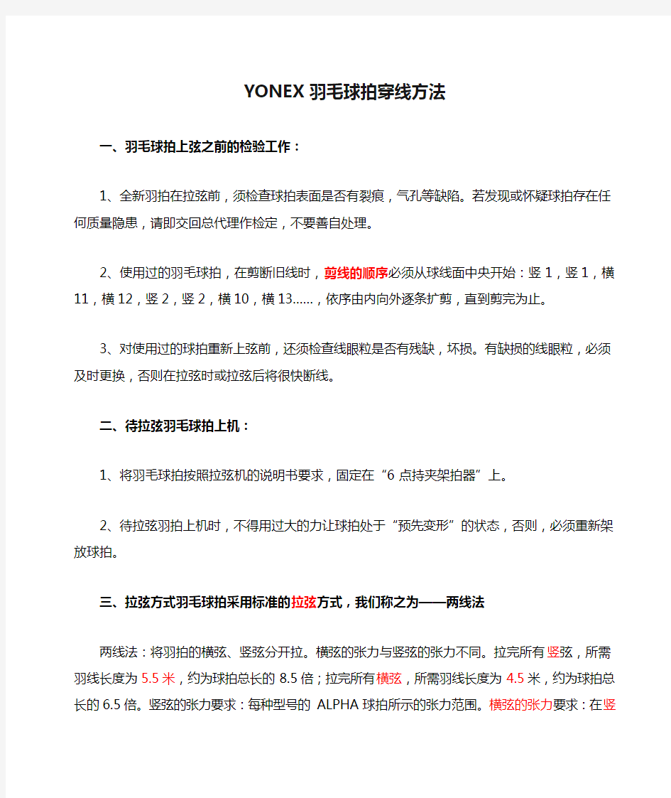 YONEX羽毛球拍穿线方法