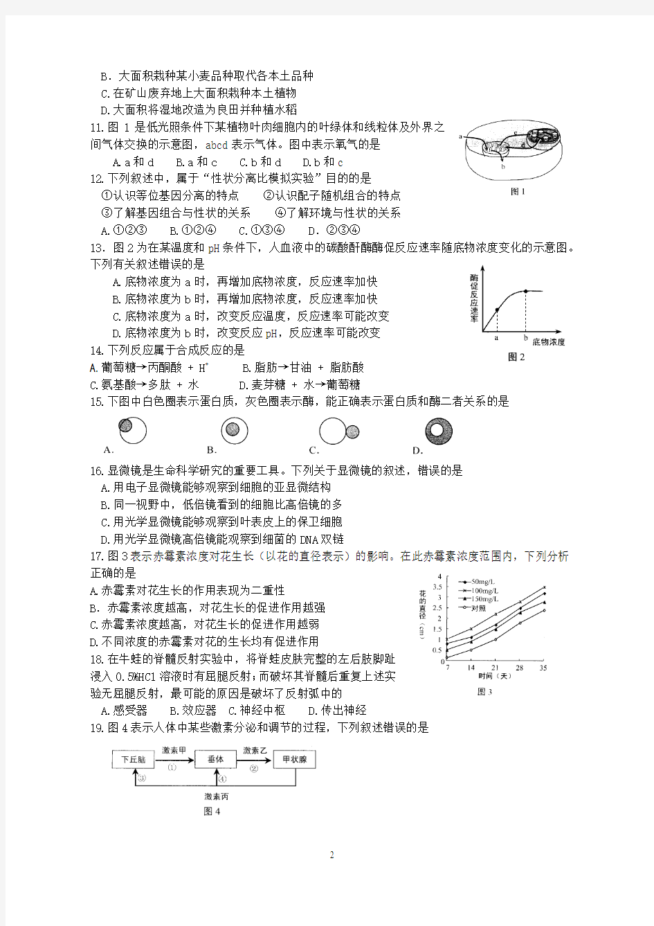 2014年上海市普通高中学业水平考试