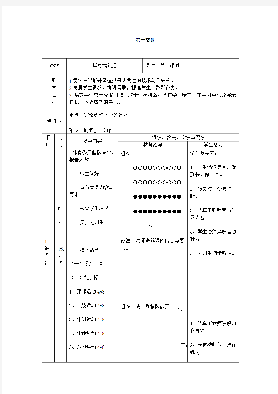 挺身式跳远教案(6课时)