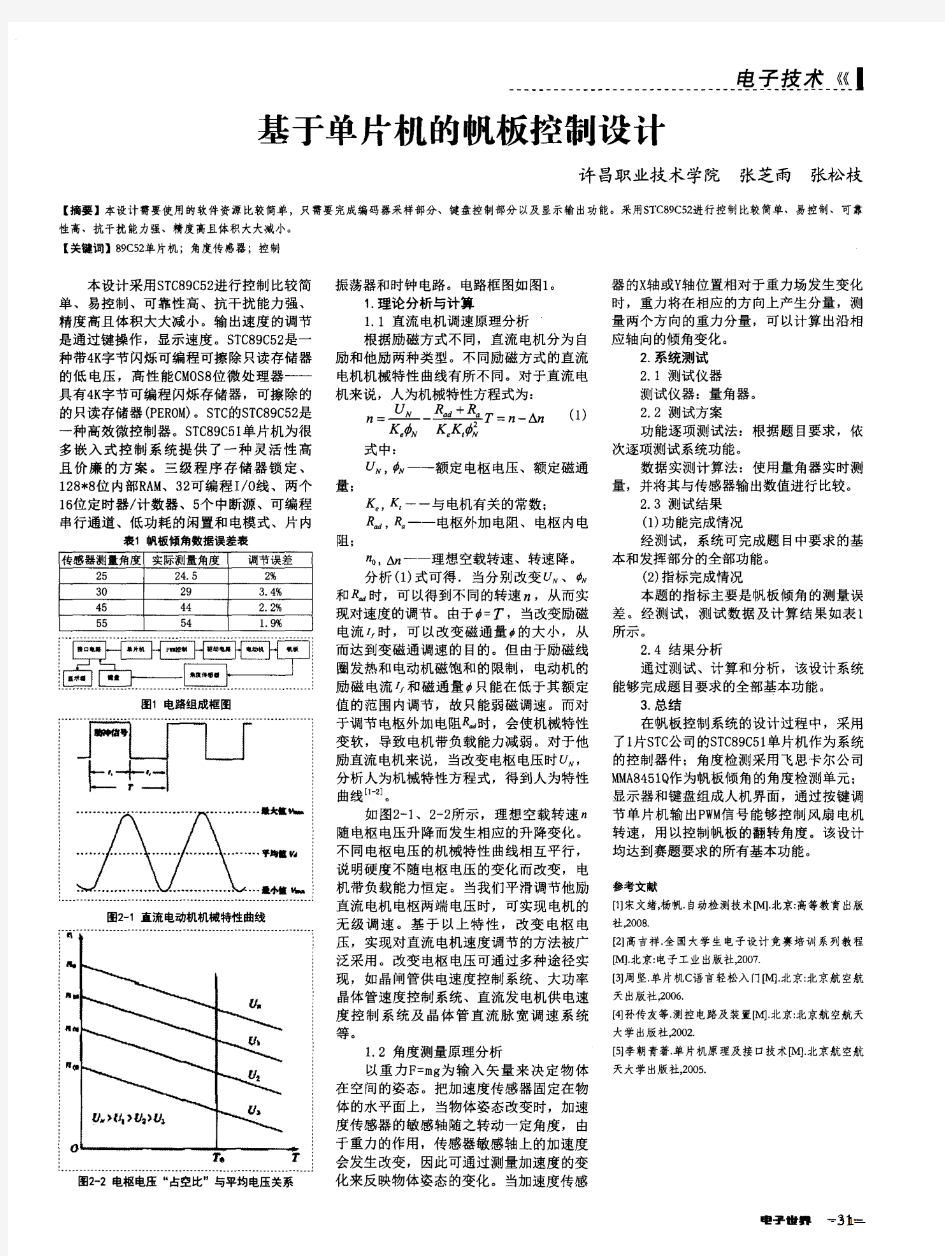 基于单片机的帆板控制设计