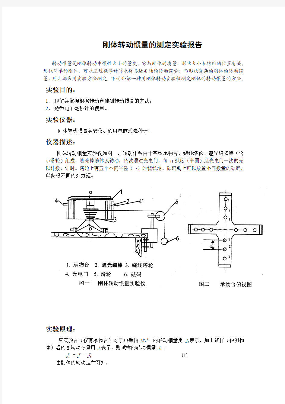 刚体转动惯量的测定_实验报告