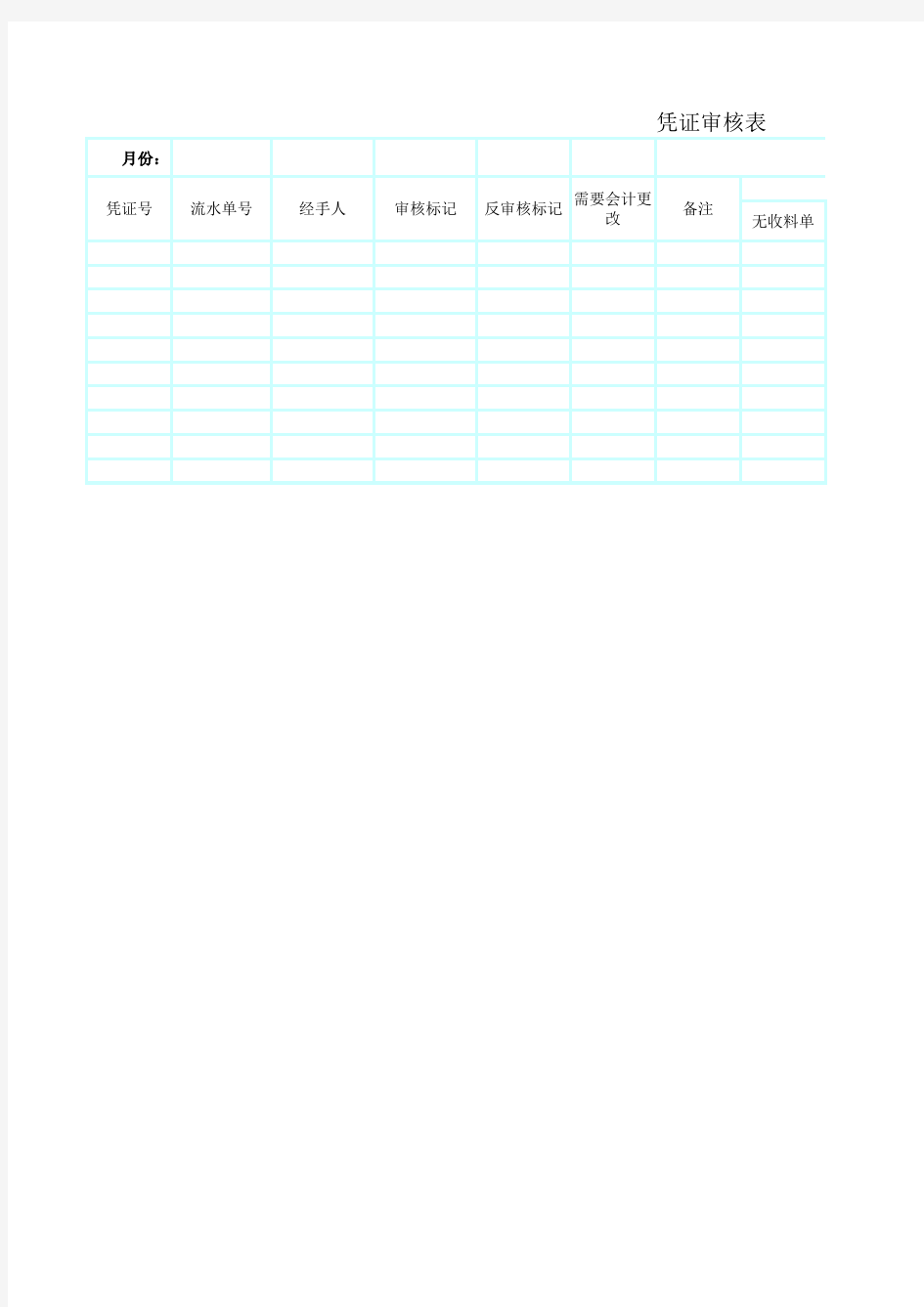 凭证审核登记表