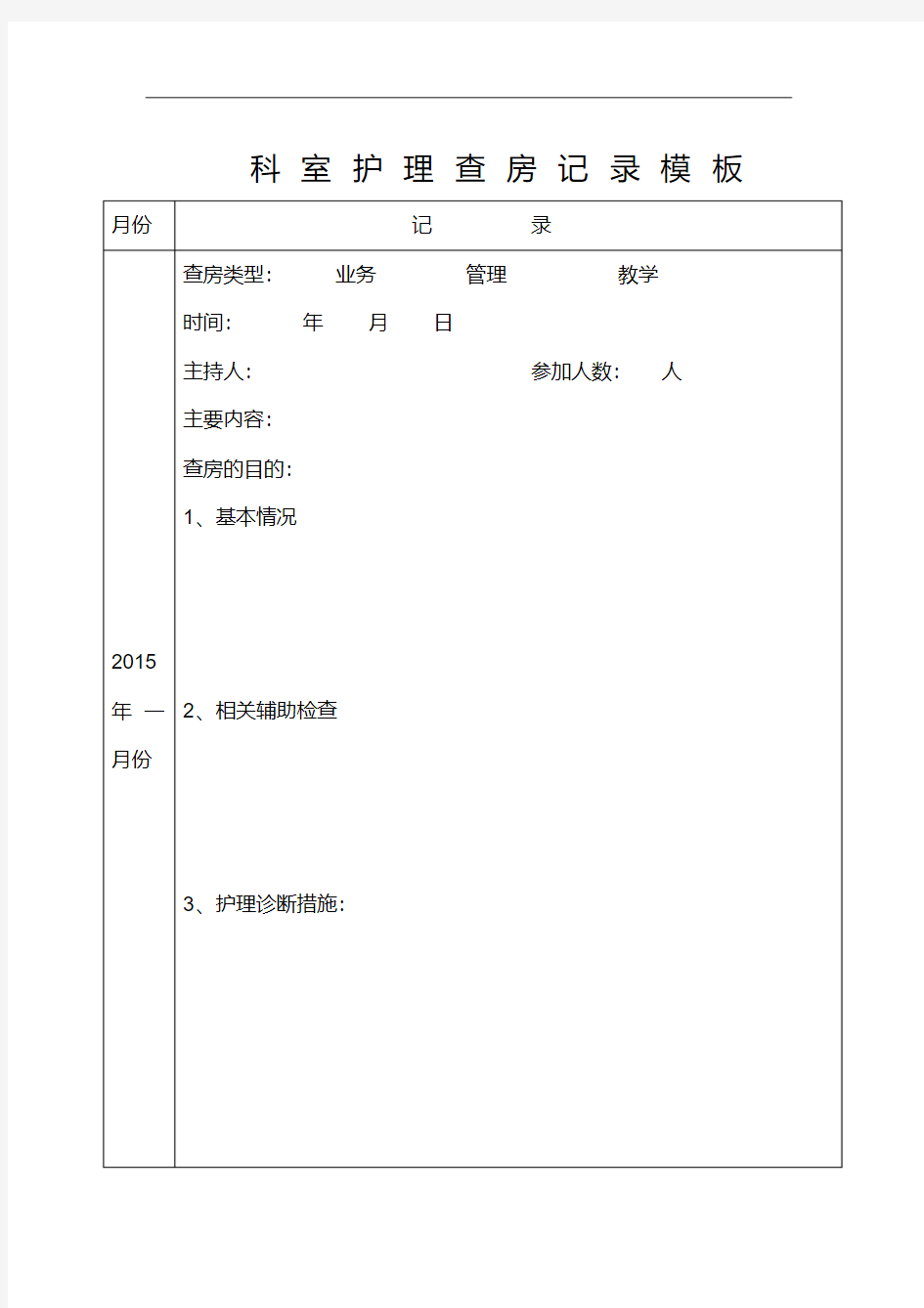 科室护理查房记录模板.pdf