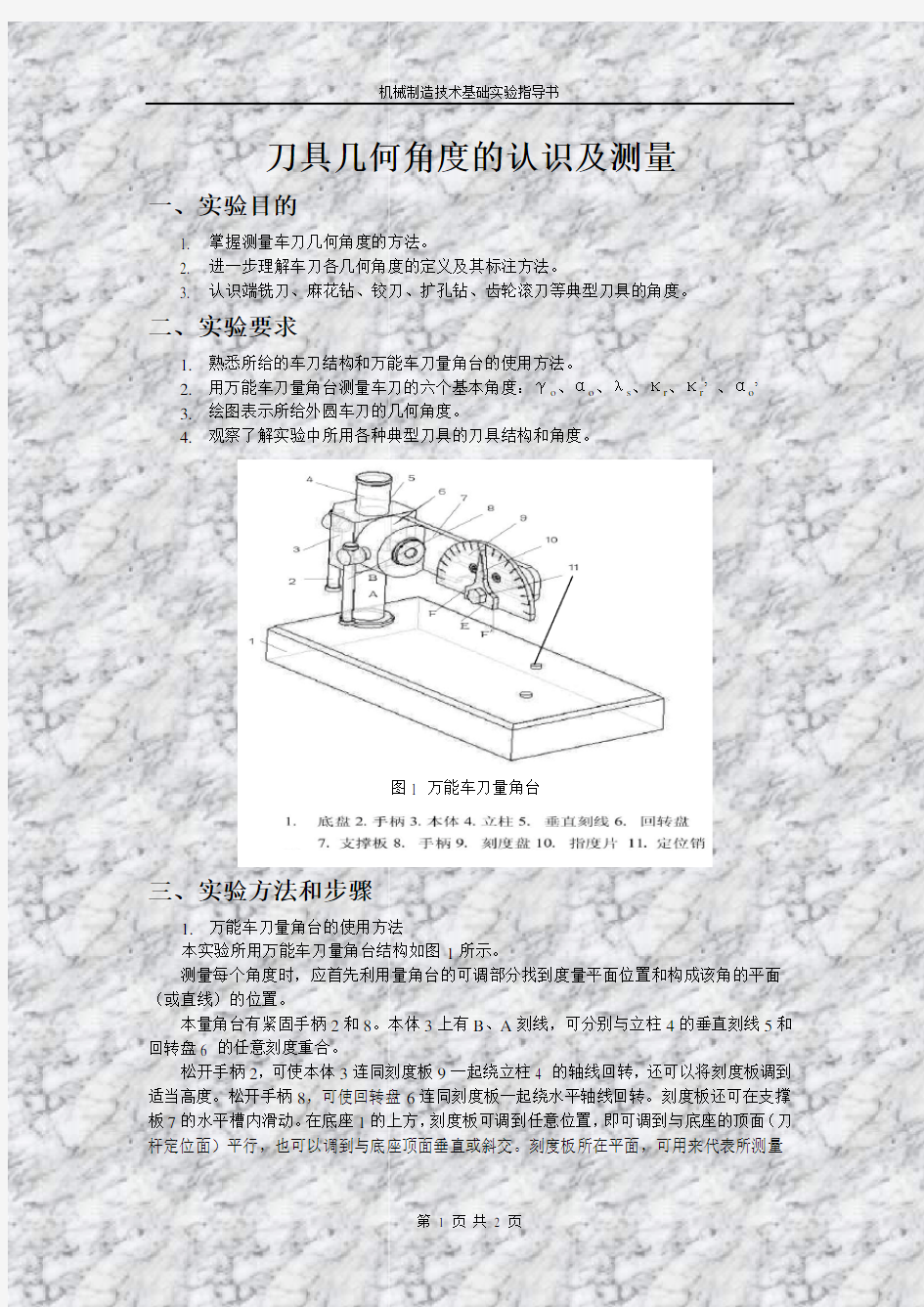 刀具几何角度的认识及测量