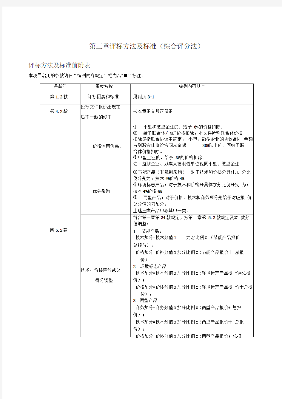 第三章评标方法及标准(综合评分法).doc