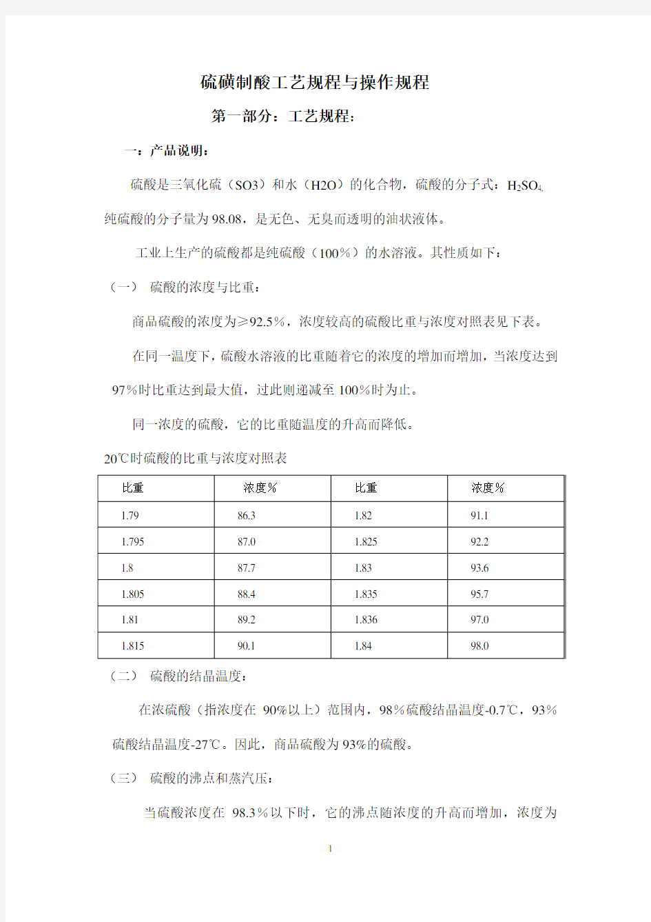 (完整版)硫磺制酸工艺规程与操作规程要点