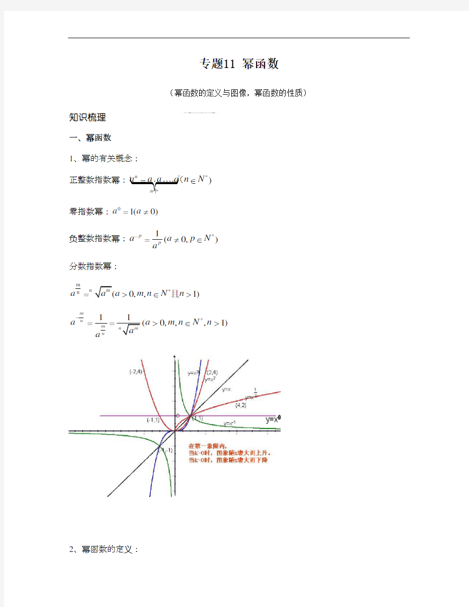 2020年上海新高一新教材数学讲义-专题11 幂函数(学生版)