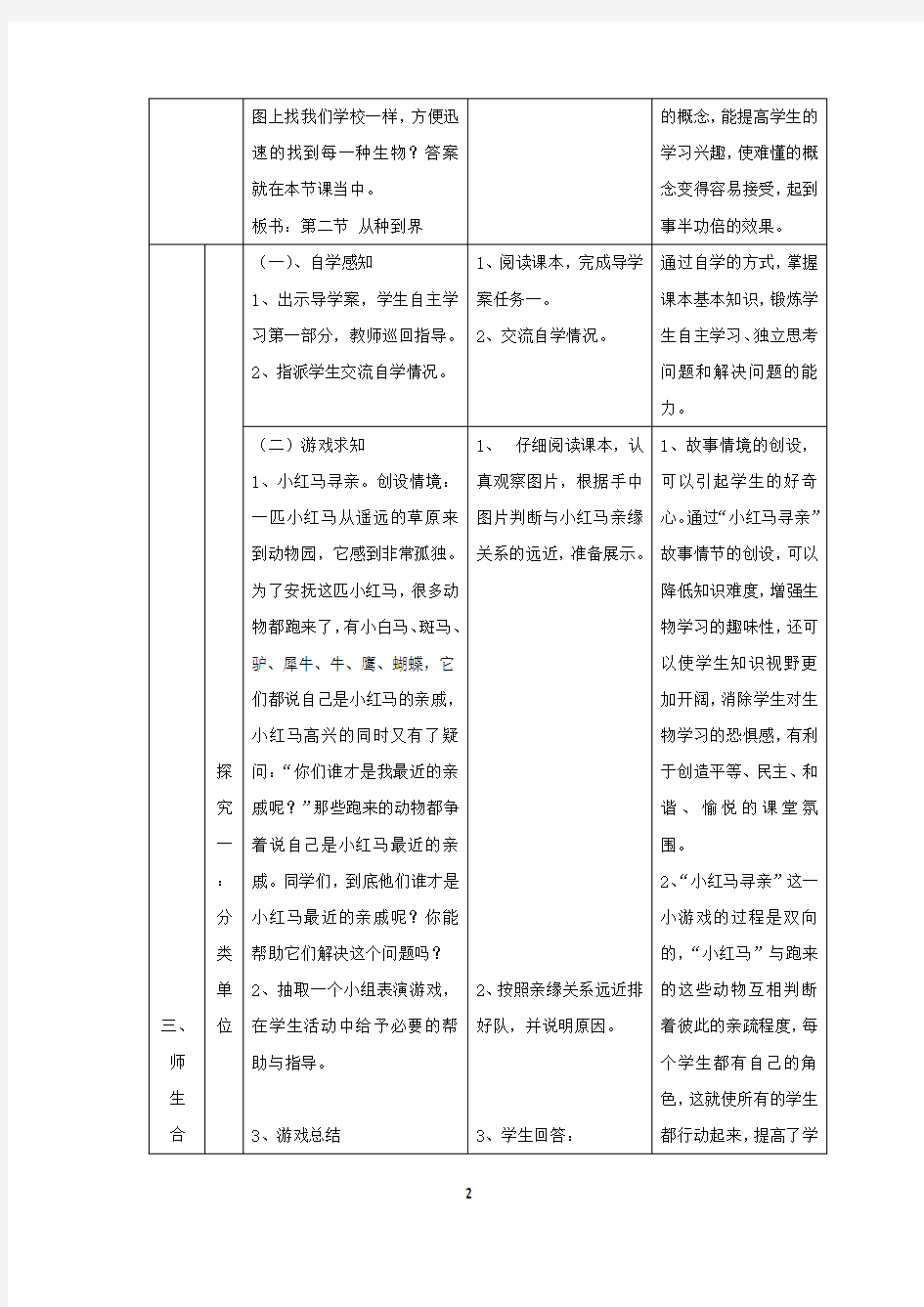 初中生物_从种到界教学设计学情分析教材分析课后反思