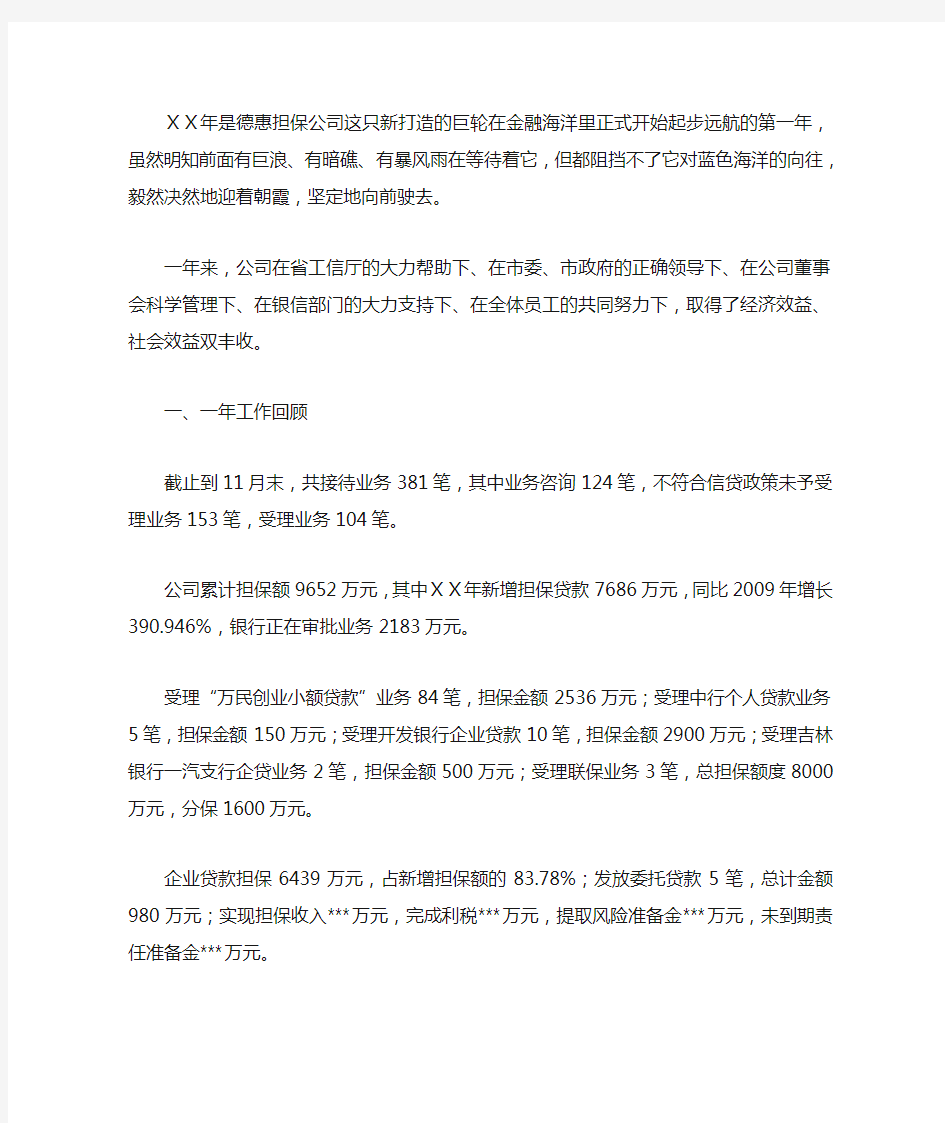 担保公司年度工作总结及明年工作计划