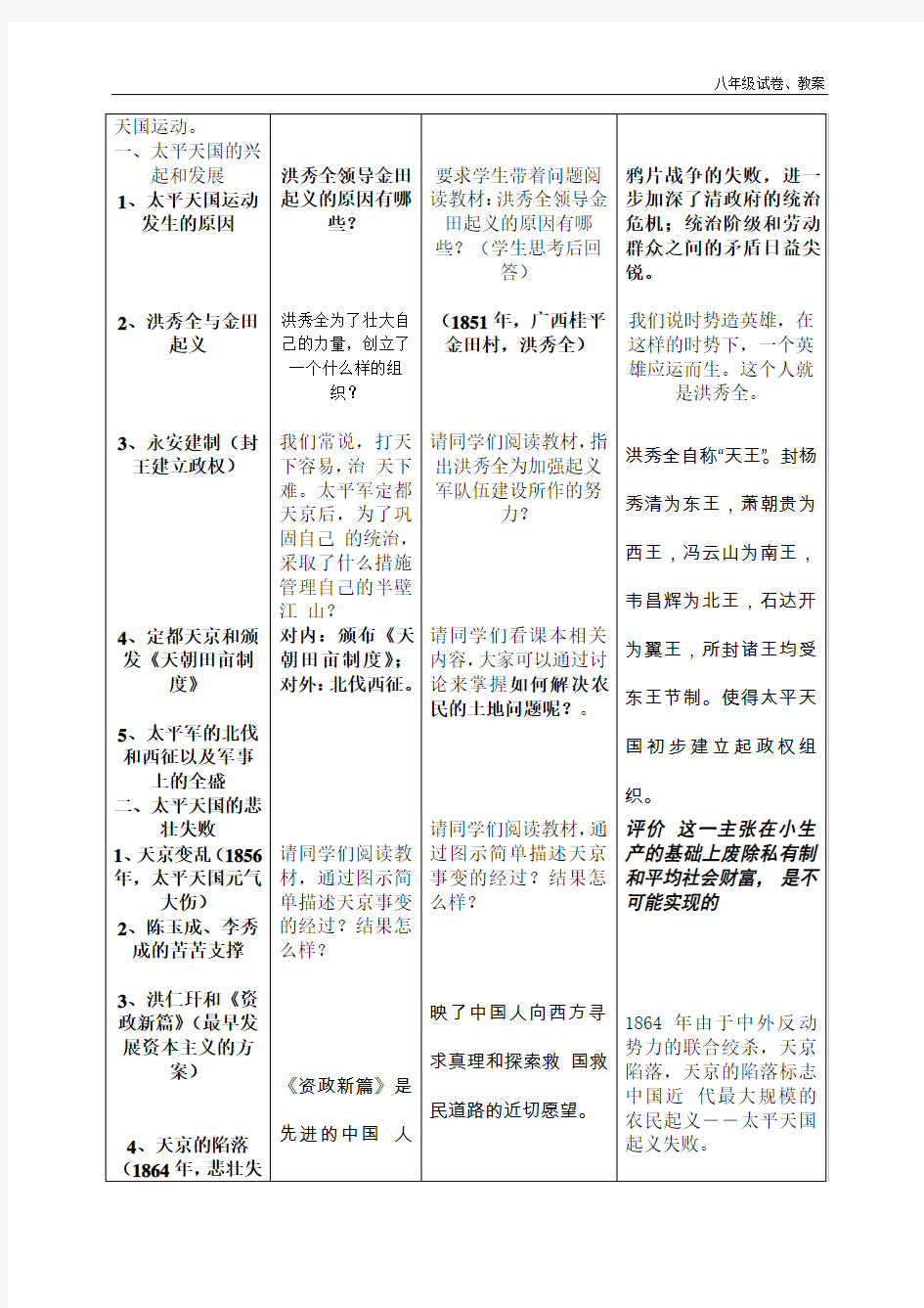 2018年人教版八年级历史上册