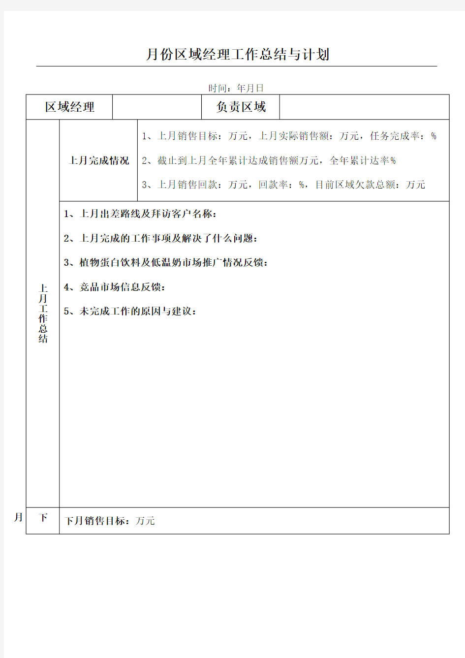 区域经理工作总结与计划