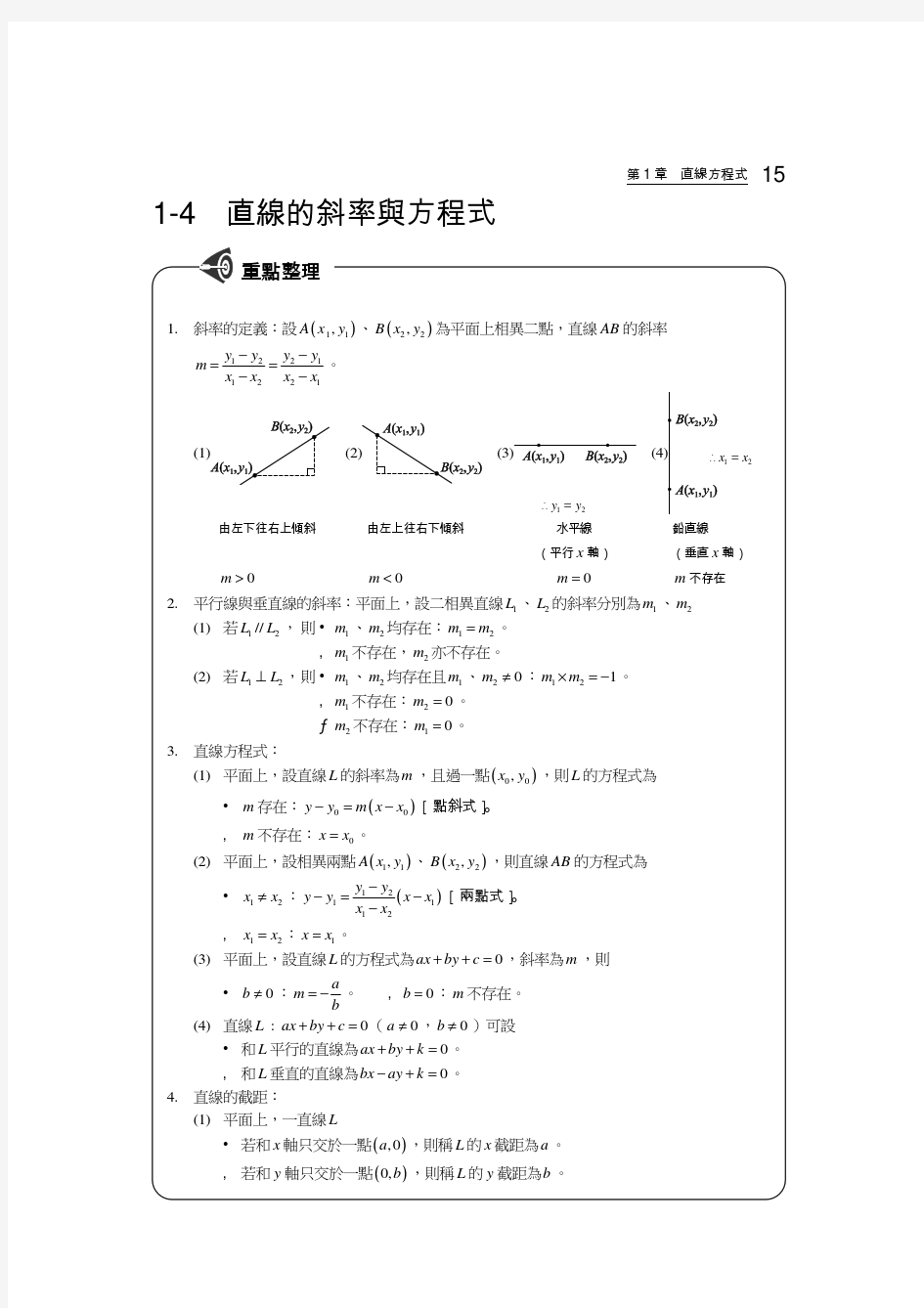 直线的斜率与方程式