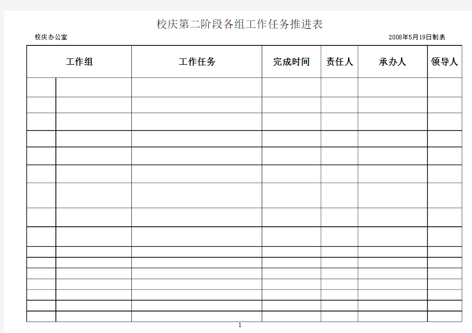 工作推进表空白表格格式