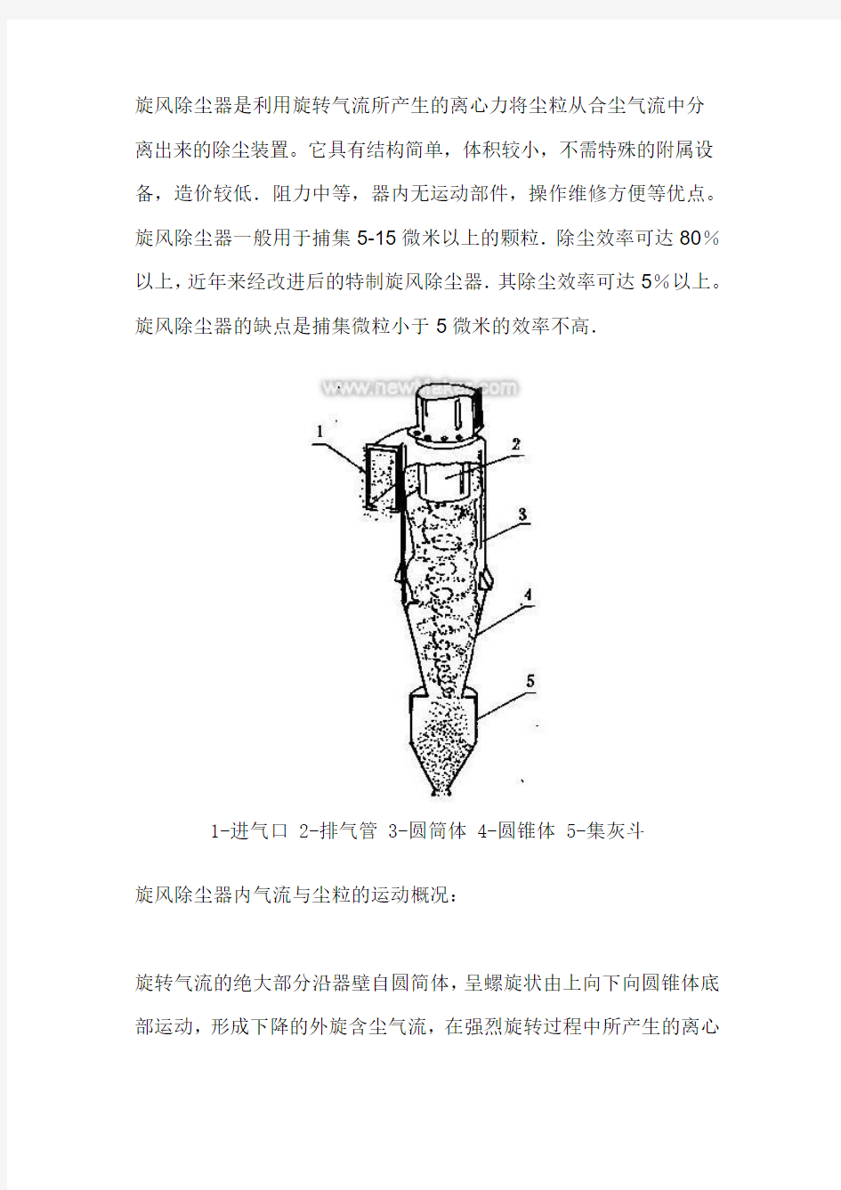 旋风除尘器工作原理