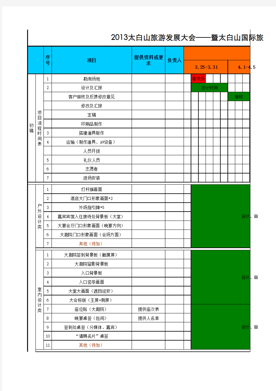 活动会议执行时间表