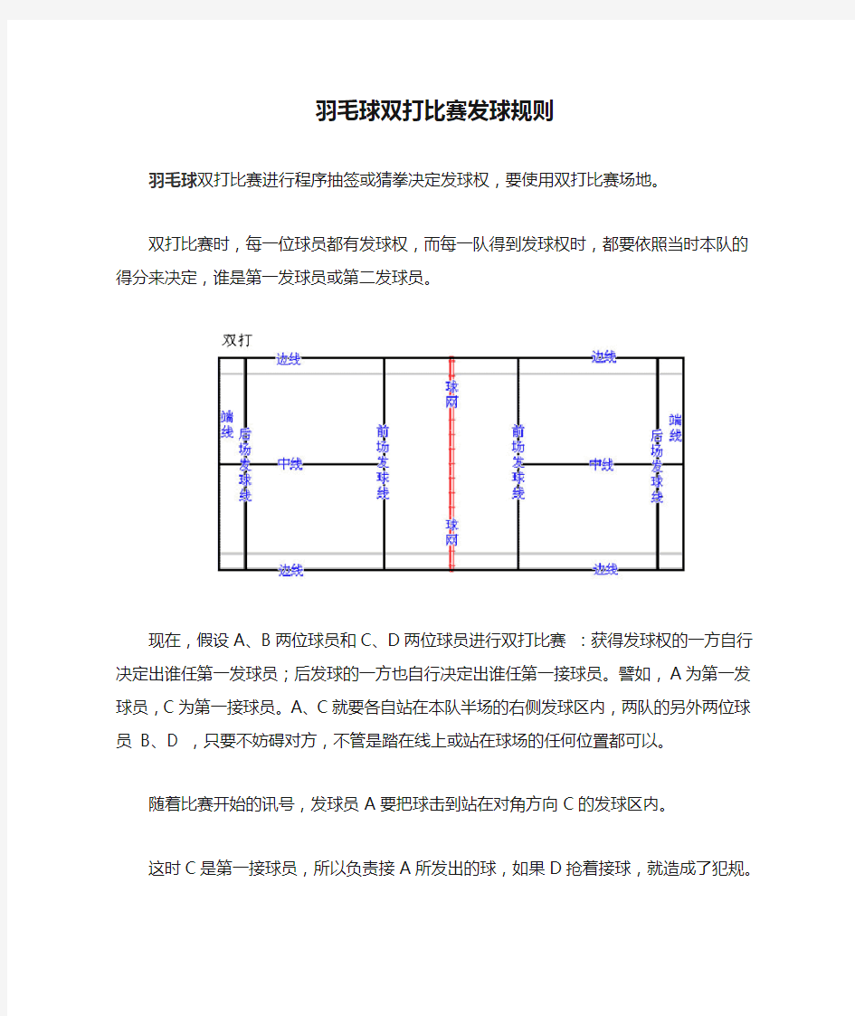 羽毛球双打比赛发球规则