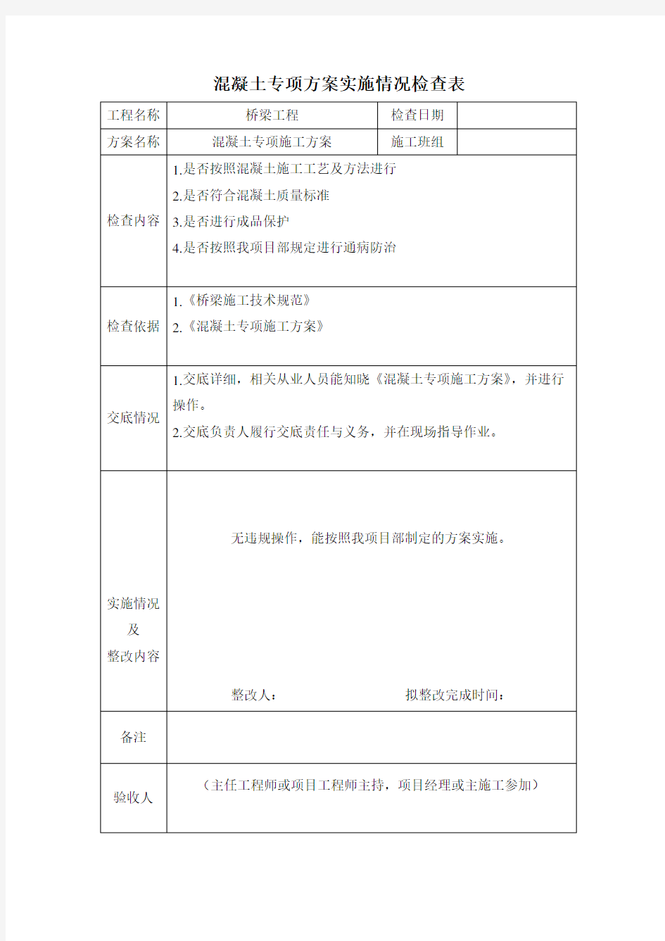 施工组织设计及专项方案检查表