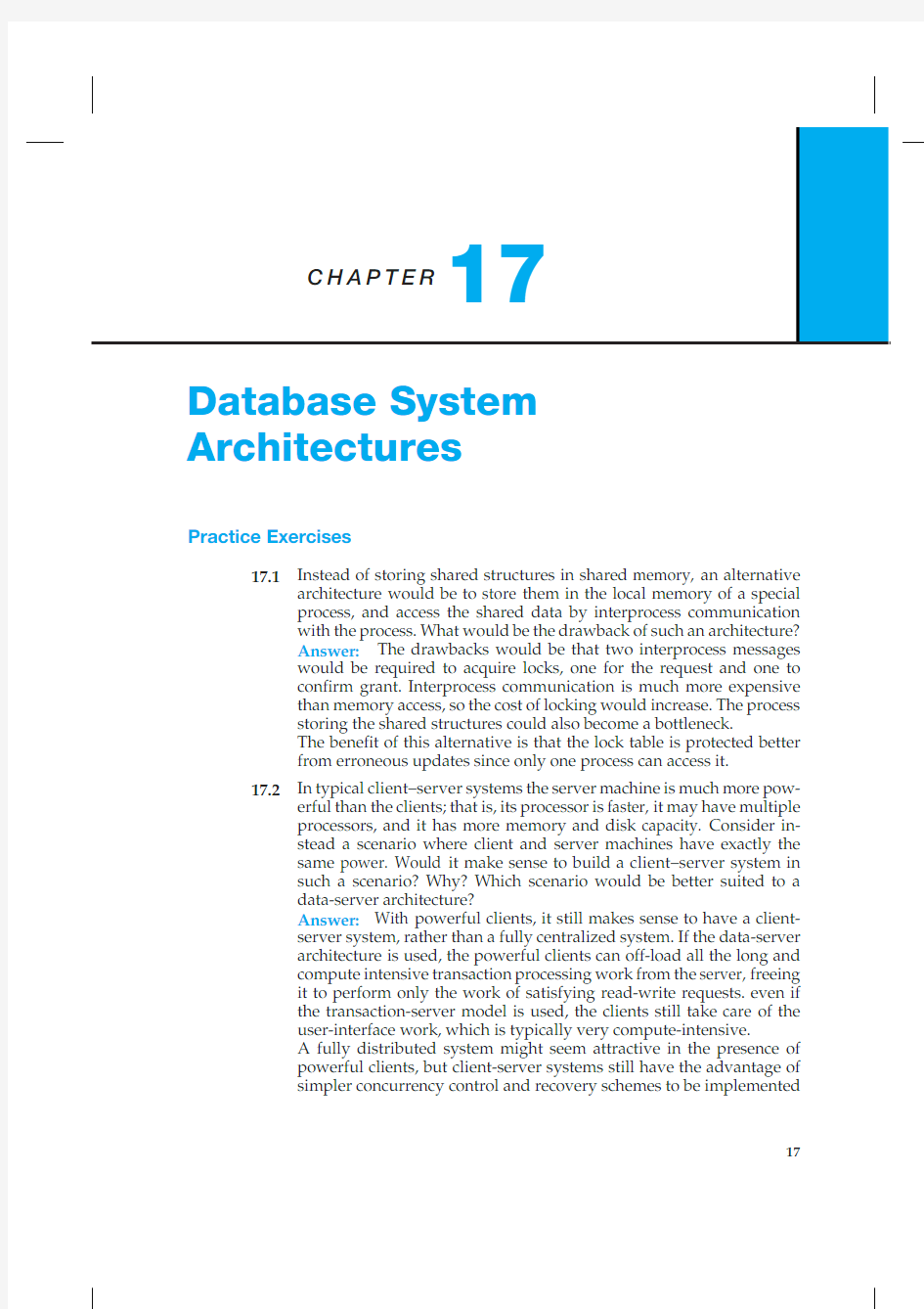 数据库系统概念(database system concepts)英文第六版 课后练习题 答案 第17章