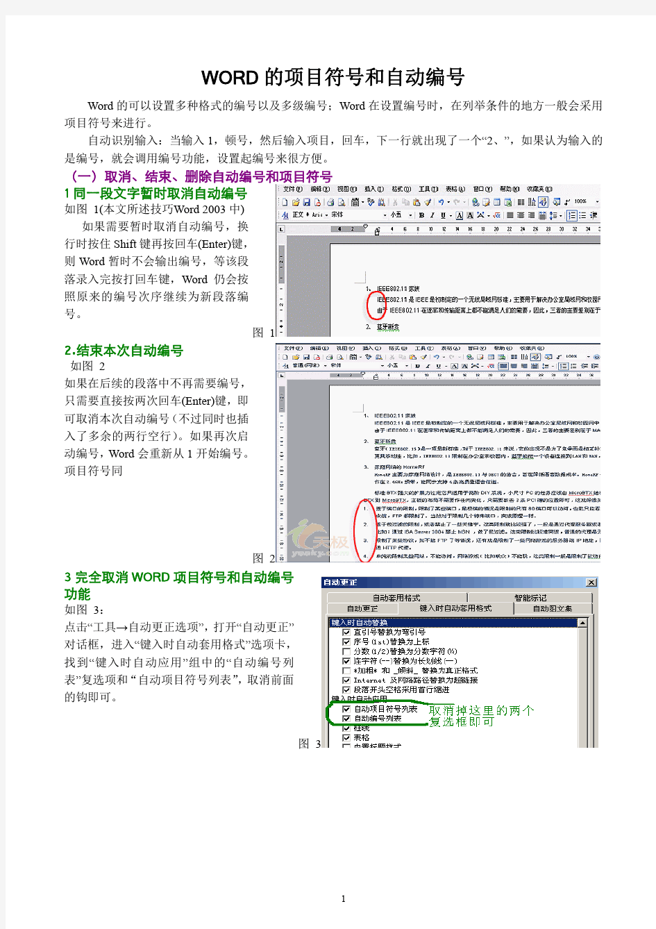 WORD自动编号1--项目符号和自动编号