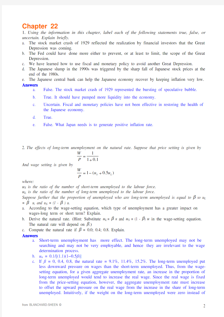 ECON5002_Macroeconomics_2007 Semester 2_Answers_to_Practice_Questions_Ch22_23