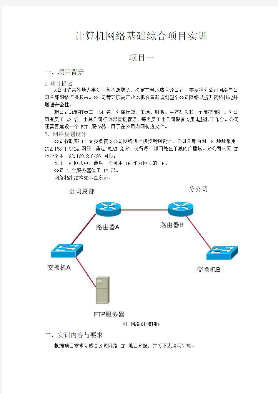 计算机网络基础综合项目实训