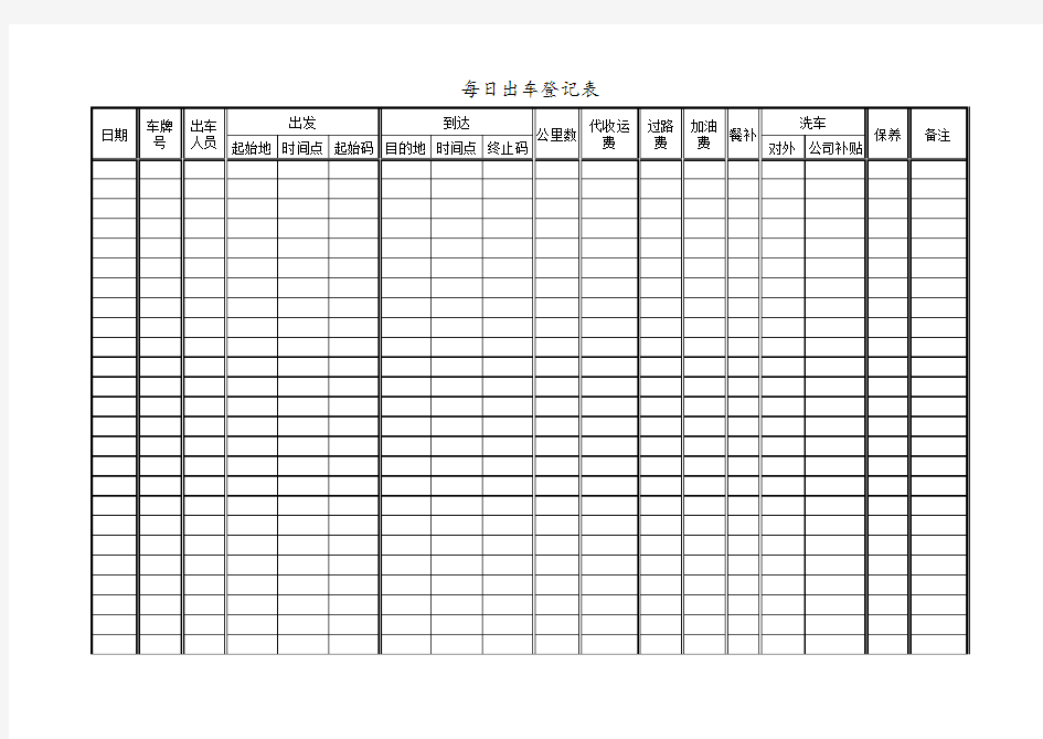 物流运输业每日出车统计表