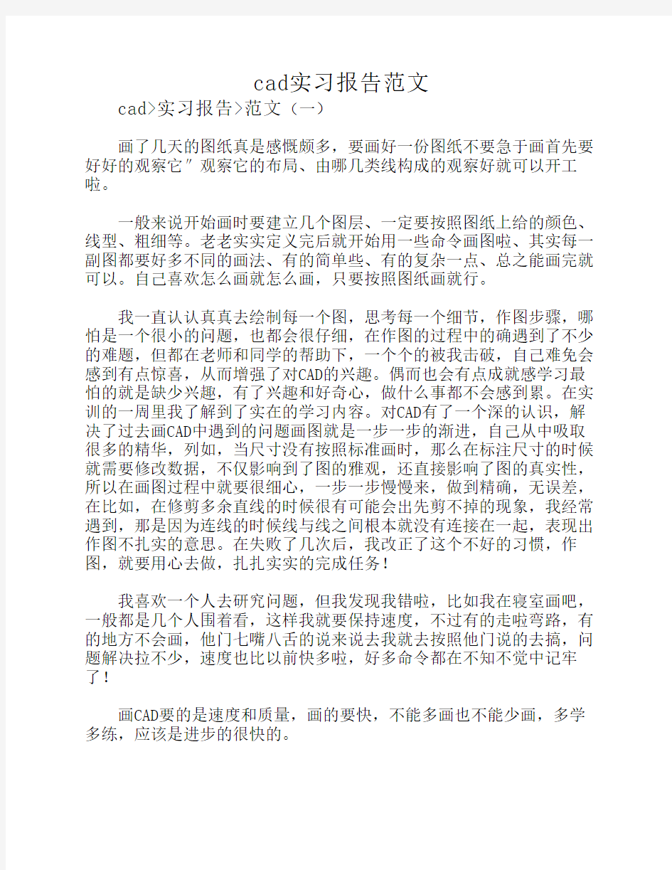 cad实习报告范文 