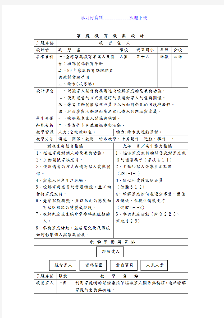 家庭教育教案设计