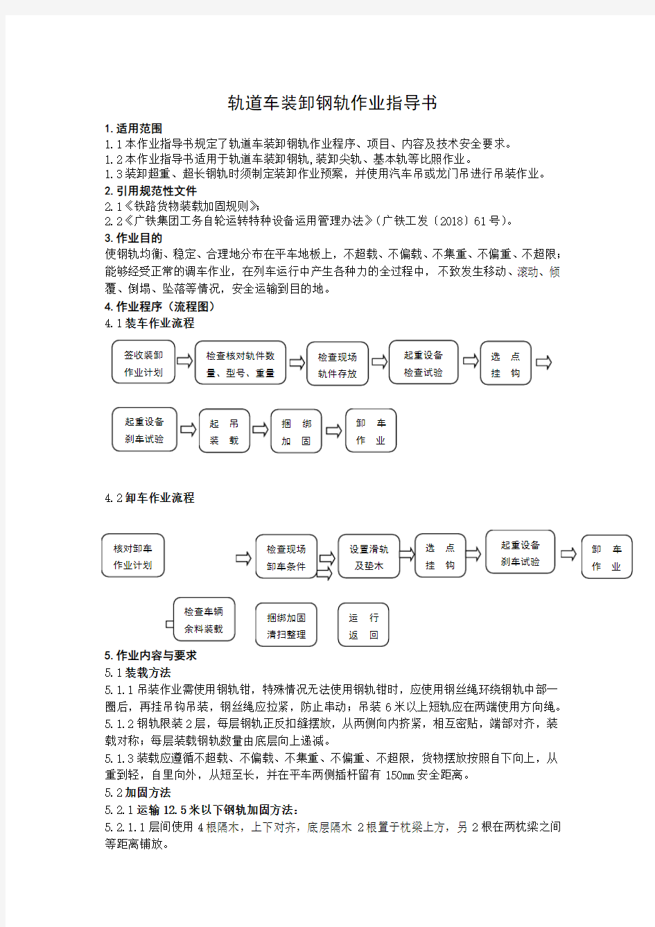 轨道车装卸钢轨作业指导书