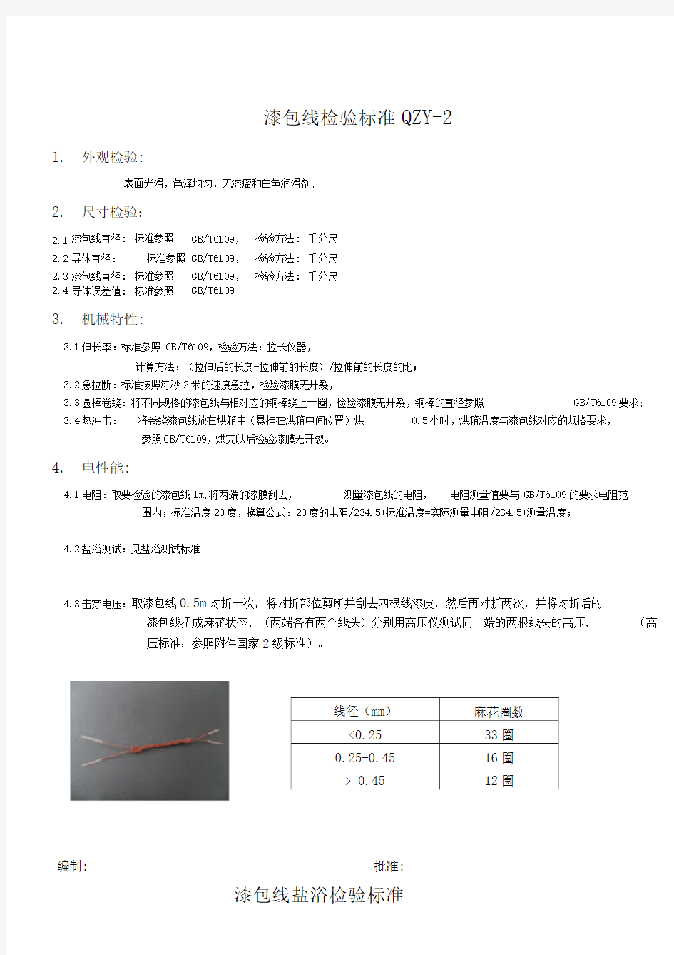 漆包线检验标准