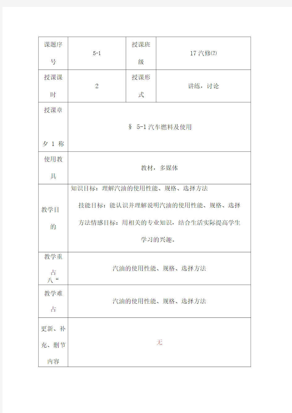 汽车燃料及使用