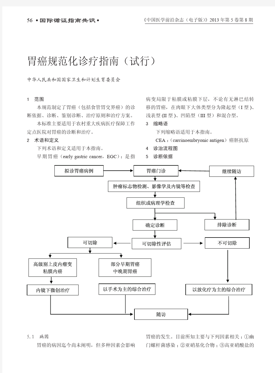 胃癌规范化诊疗指南(试行)