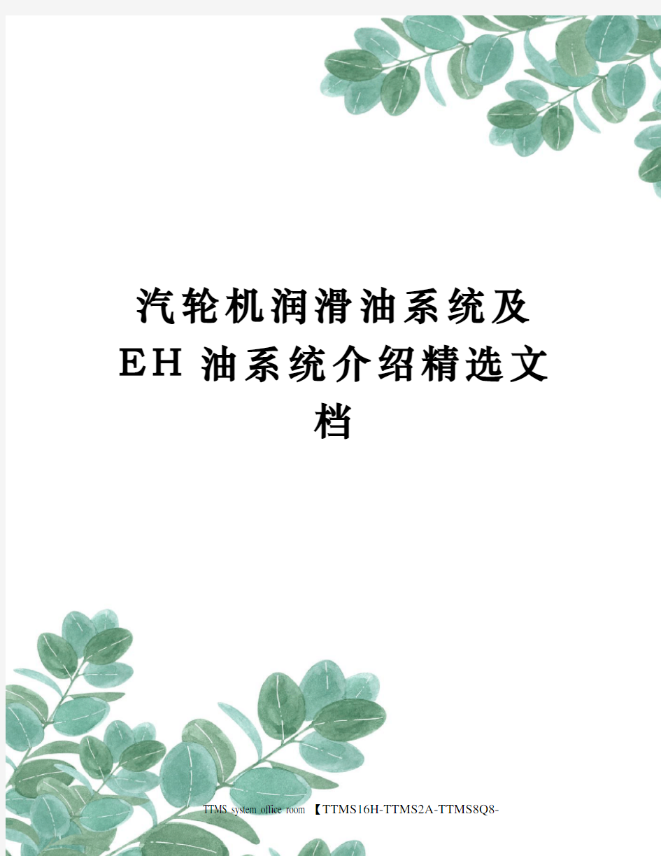 汽轮机润滑油系统及EH油系统介绍精选文档