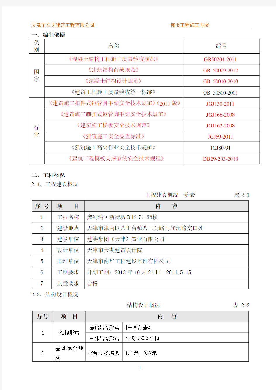 模板施工方案1讲解